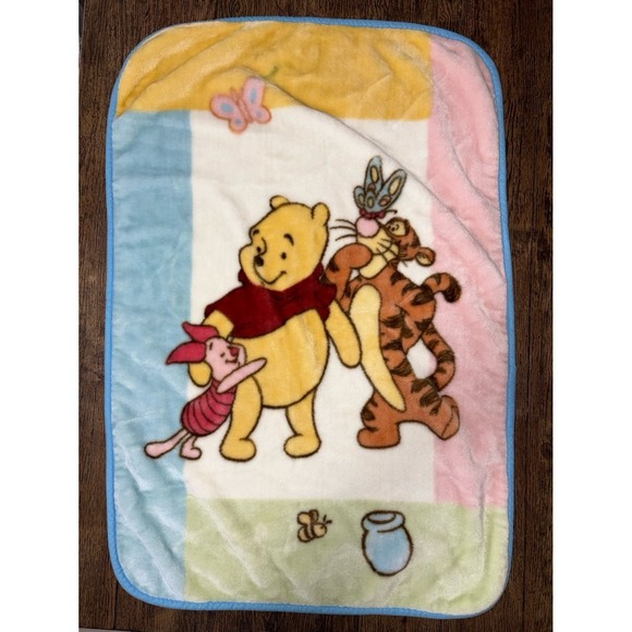 Disney Other - Vintage Disney Winnie the Pooh & Piglet 30x45 Soft Plush Fleece Baby Blanket